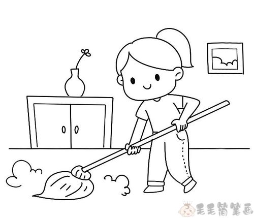 表示打扫房间的简笔画（在家里打扫卫生的简笔画）(4)