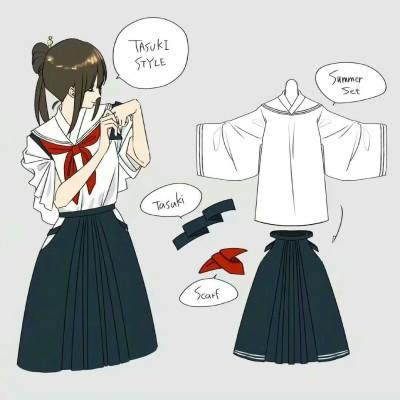 日本女生制服裙简笔画（吊带裙简笔画图片）(2)