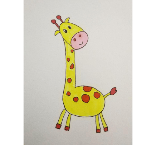 长颈鹿图片简笔画彩色（儿童长颈鹿图画）(2)