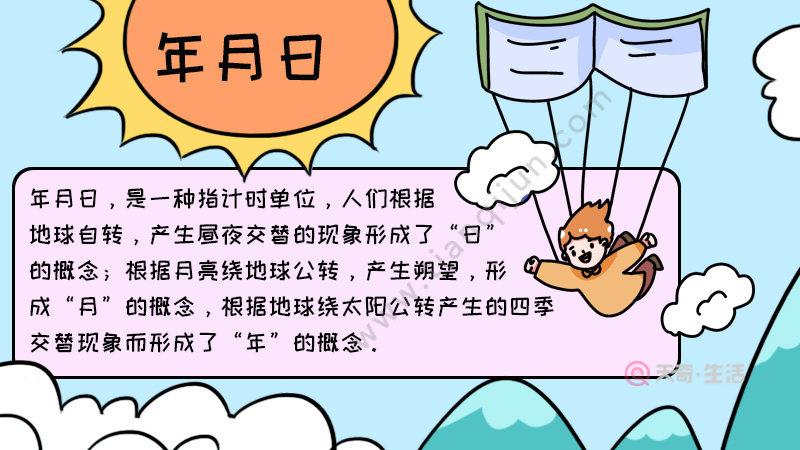 年月日相关故事小报简笔画（关于年月日的数学小报简笔画）