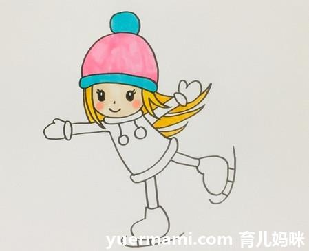溜冰简单卡通简笔画（小孩玩水简笔画大全）(4)