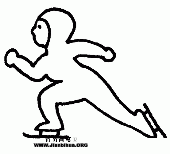 溜冰简单卡通简笔画（小孩玩水简笔画大全）(6)