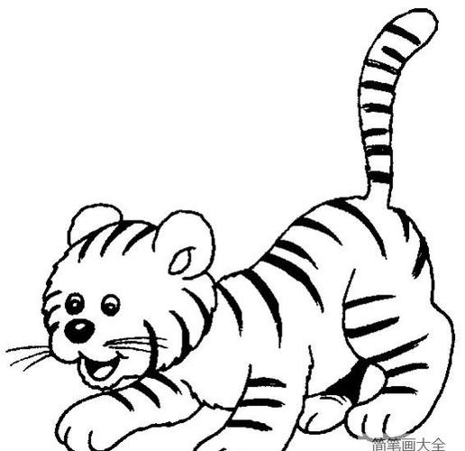 方形的动物简笔画老虎（动物简笔画简单又好看老虎）(8)