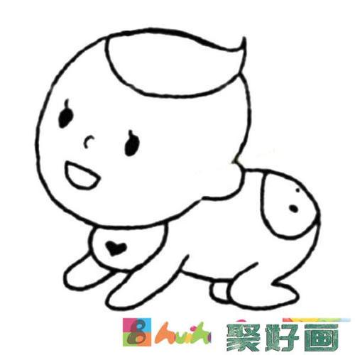 在地上爬行的小婴儿简笔画（学爬行的小宝宝简笔画）(4)