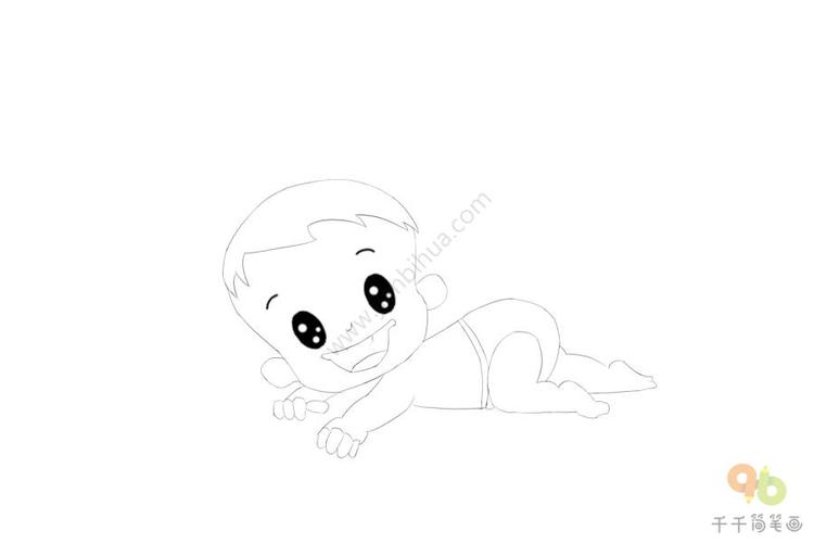 在地上爬行的小婴儿简笔画（学爬行的小宝宝简笔画）(5)