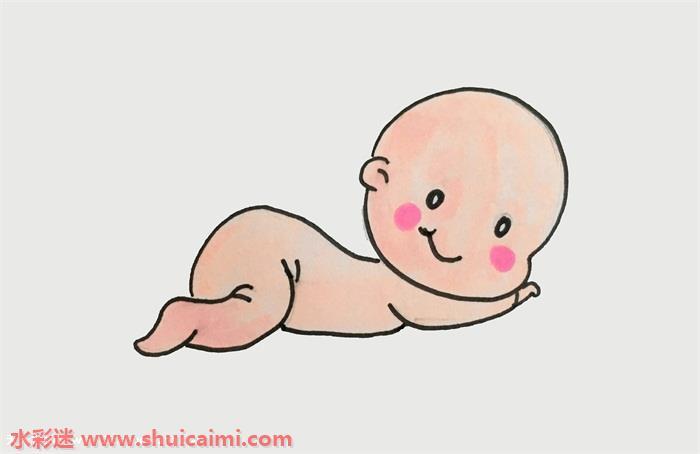在地上爬行的小婴儿简笔画（学爬行的小宝宝简笔画）(6)