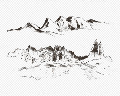 山峦叠障简笔画（翻山越岭的简笔画）(1)