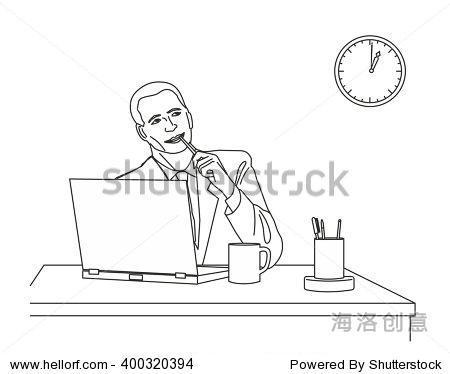 一个人坐在桌子上简笔画（人坐在凳子上的样子简笔画）(1)