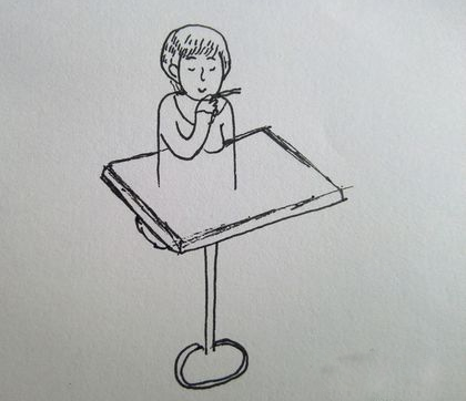 一个人坐在桌子上简笔画（人坐在凳子上的样子简笔画）(2)