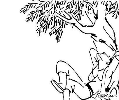 老爷爷在树下睡觉的简笔画（老奶奶坐在树下简笔画）(4)