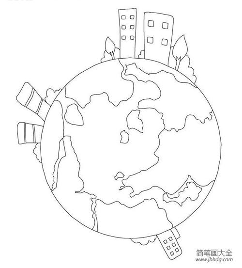 地球上的城市简笔画弧形（地球表面上有房子的简笔画）(1)