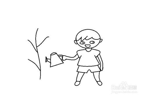 男孩抱住大树的简笔画（儿童简笔画大树带叶子）(2)
