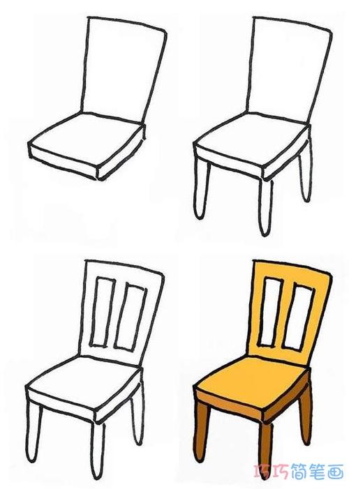 两把椅子简笔画（椅子简笔画六视图）(9)