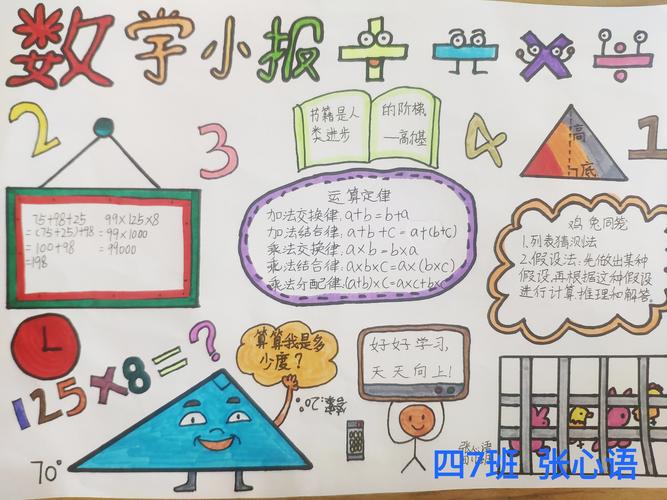 四年级数学手抄报一等奖模板（四年级的数学手抄报漂亮复杂）(6)