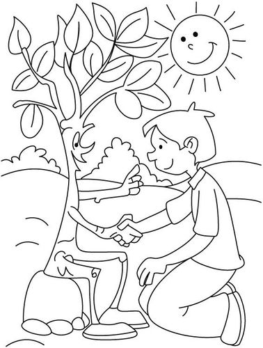 男孩抱住大树的简笔画（儿童简笔画大树带叶子）(10)