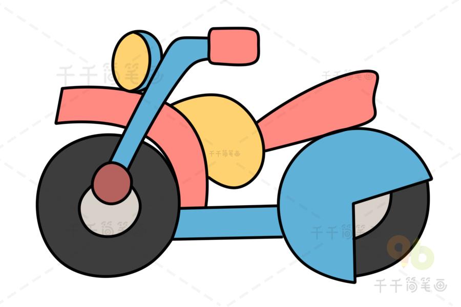 风火轮摩托车简笔画（高质量摩托车简笔画）(5)