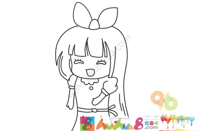 开心的女孩卡通简笔画（开心的小姑娘简笔画）(3)