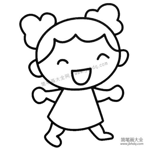 开心的女孩卡通简笔画（开心的小姑娘简笔画）(9)