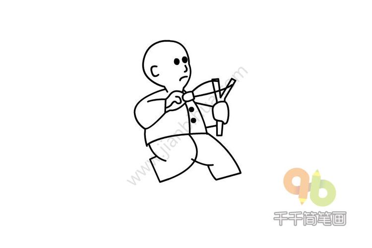 小孩子玩打弹弓简笔画（小孩玩刀简笔画）(1)