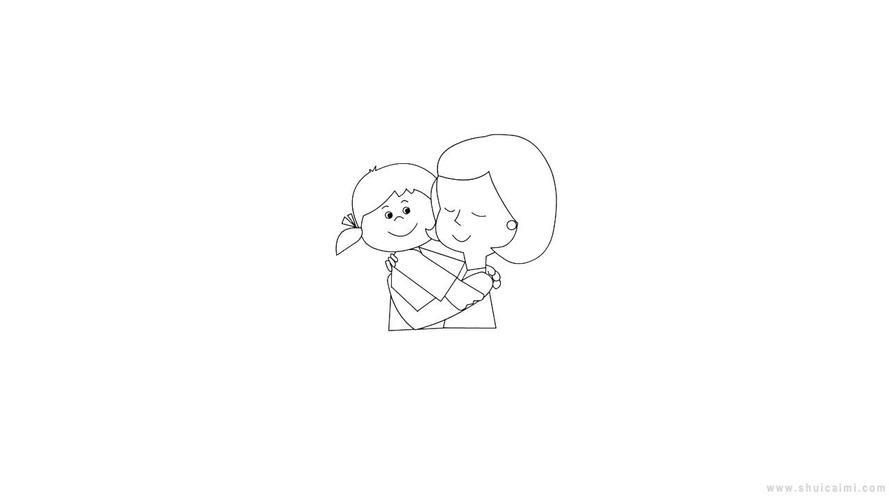幼儿园老师孩子拥抱简笔画（幼儿园老师孩子合影简笔画）(7)
