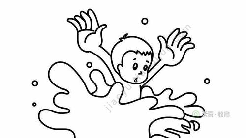 溺水安全简笔画不要太复杂（防溺水六步图画简笔画）(6)