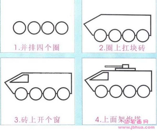 轮式步兵车简笔画（两栖步兵战车简笔画）(4)