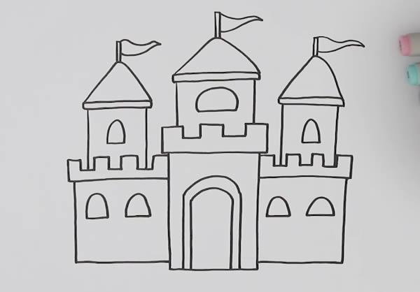 儿童城堡简笔画图片（一二三年级画公主城堡）(4)