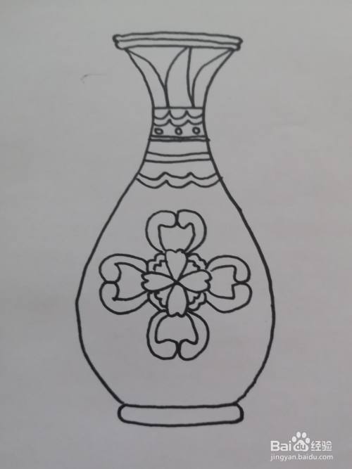 花瓶简笔画花纹（瓶子画图片简单又漂亮）(8)