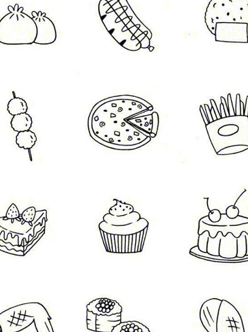 好吃的圆形食物图片简笔画（可爱美食图案简笔画图片）(10)