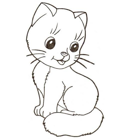 小型的猫的简笔画（猫的简笔画站着的）(1)