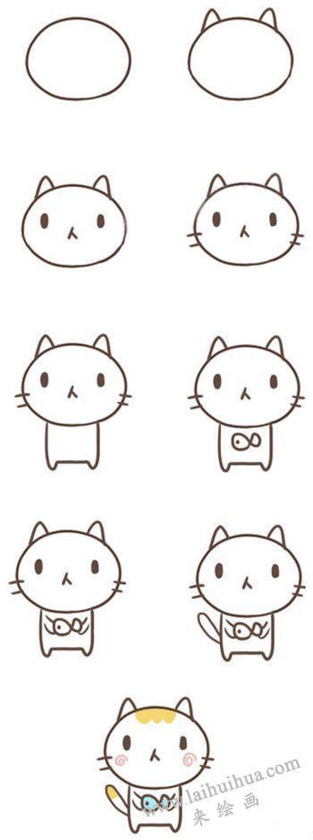 小型的猫的简笔画（猫的简笔画站着的）(3)
