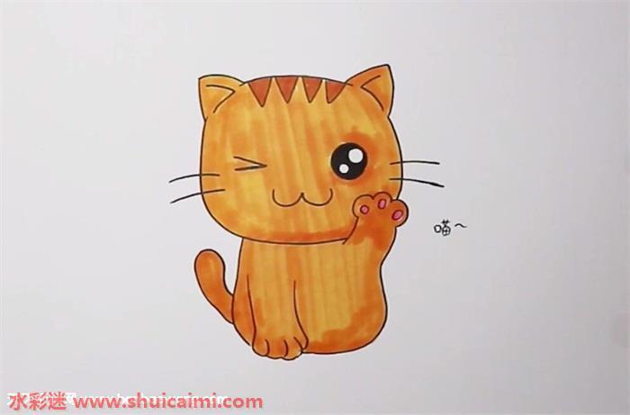 小型的猫的简笔画（猫的简笔画站着的）(4)