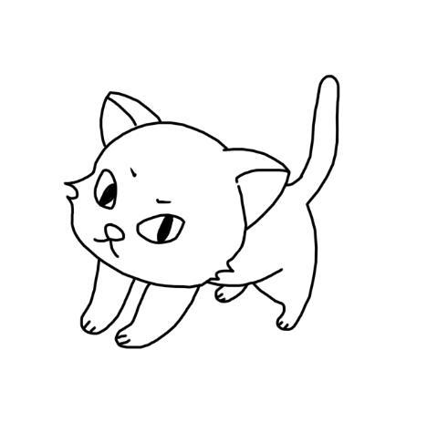 小型的猫的简笔画（猫的简笔画站着的）(7)