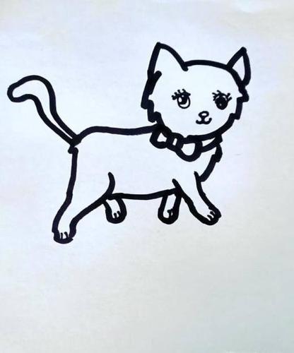 小型的猫的简笔画（猫的简笔画站着的）(10)
