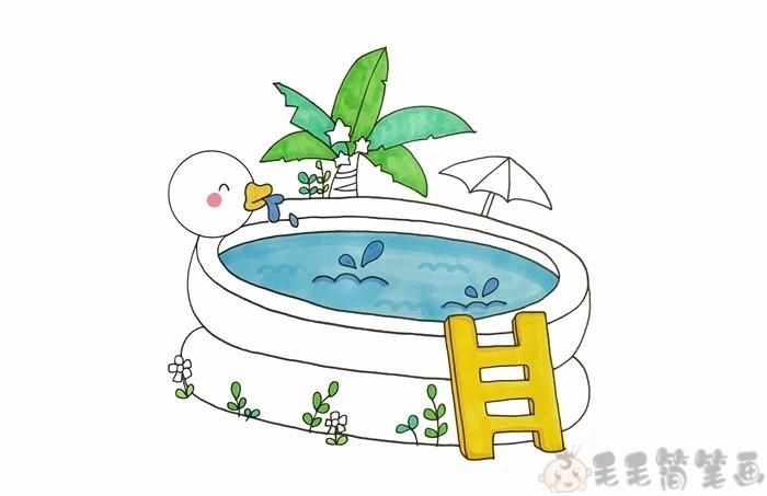 儿童泳池简笔画（小孩游泳简笔画）(8)