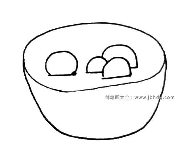白茶鱼丸汤简笔画（青菜豆腐汤简笔画）(1)