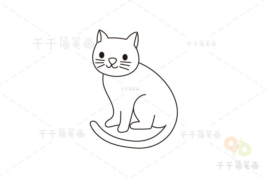 简笔画食物小猫咪（儿童小猫咪简笔画图片大全）(2)
