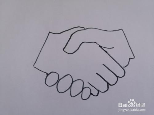 握手怎么画简笔画图片（握手简笔画画法步骤图）(4)