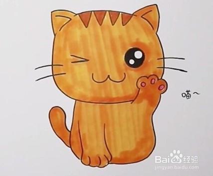 猫的简笔画彩色（猫的简笔画可复制）(8)