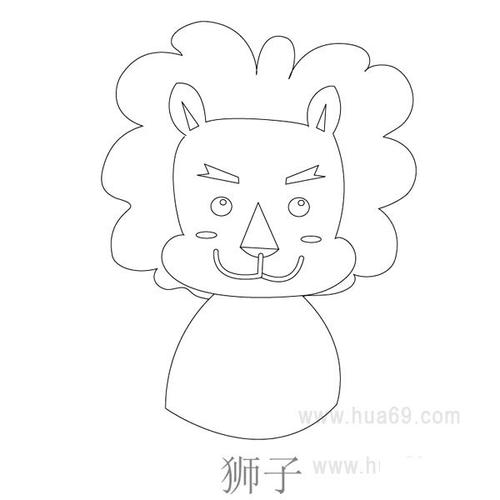 狮子头和小猪头简笔画（狮子和公牛简笔画）(4)