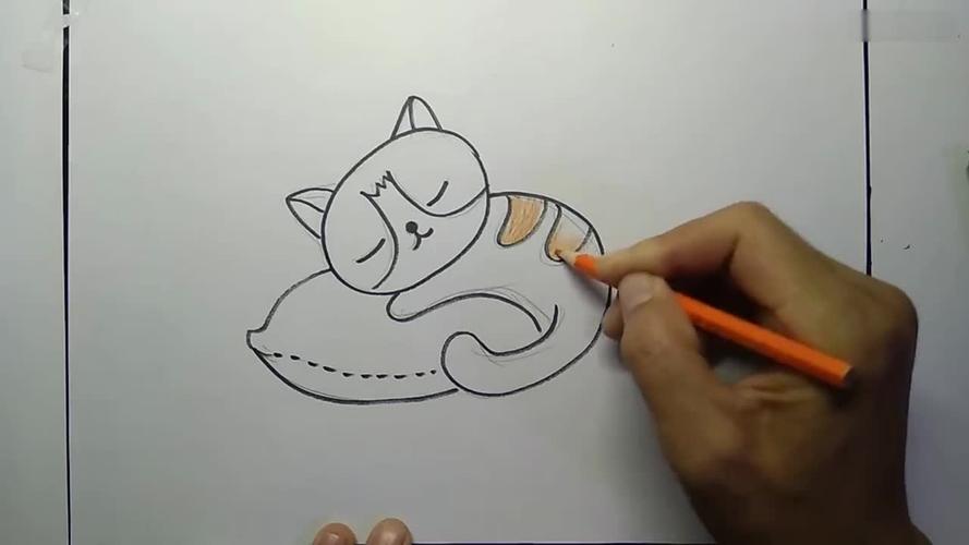 小花猫爱睡觉的简笔画（爱睡觉的猫简笔画）(4)