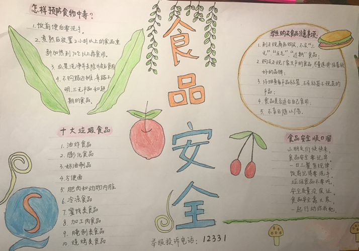 关于五年级食物的手抄报（五年级小学生营养手抄报图片）(10)