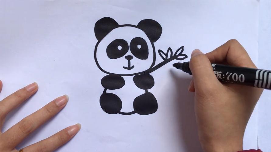 熊猫团团的简笔画（熊猫拿气球的简笔画）(10)