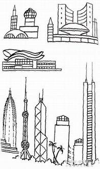 对称形建筑简笔画（创意建筑简笔画）(4)