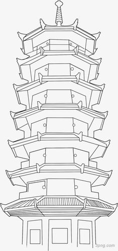 对称形建筑简笔画（创意建筑简笔画）(8)