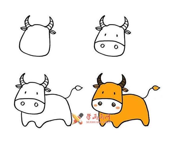 小牛的图片简笔画（小牛简笔画带颜色的）(10)