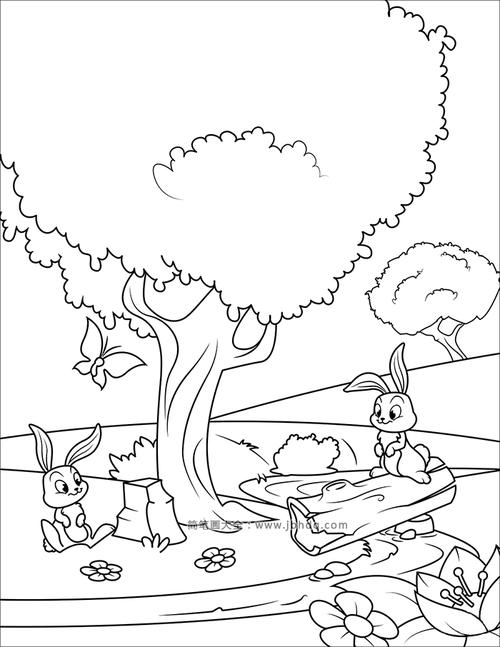 森林里的小孩子简笔画（树下的小朋友简笔画）(4)