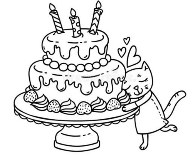 母亲生日蛋糕简笔画图片（奶奶生日蛋糕简笔画）(3)
