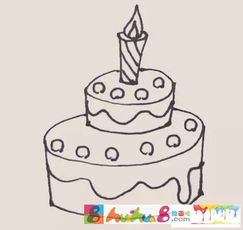 母亲生日蛋糕简笔画图片（奶奶生日蛋糕简笔画）(9)
