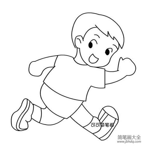 男生侧身跑步简笔画（跑步男孩简笔画简单）(2)